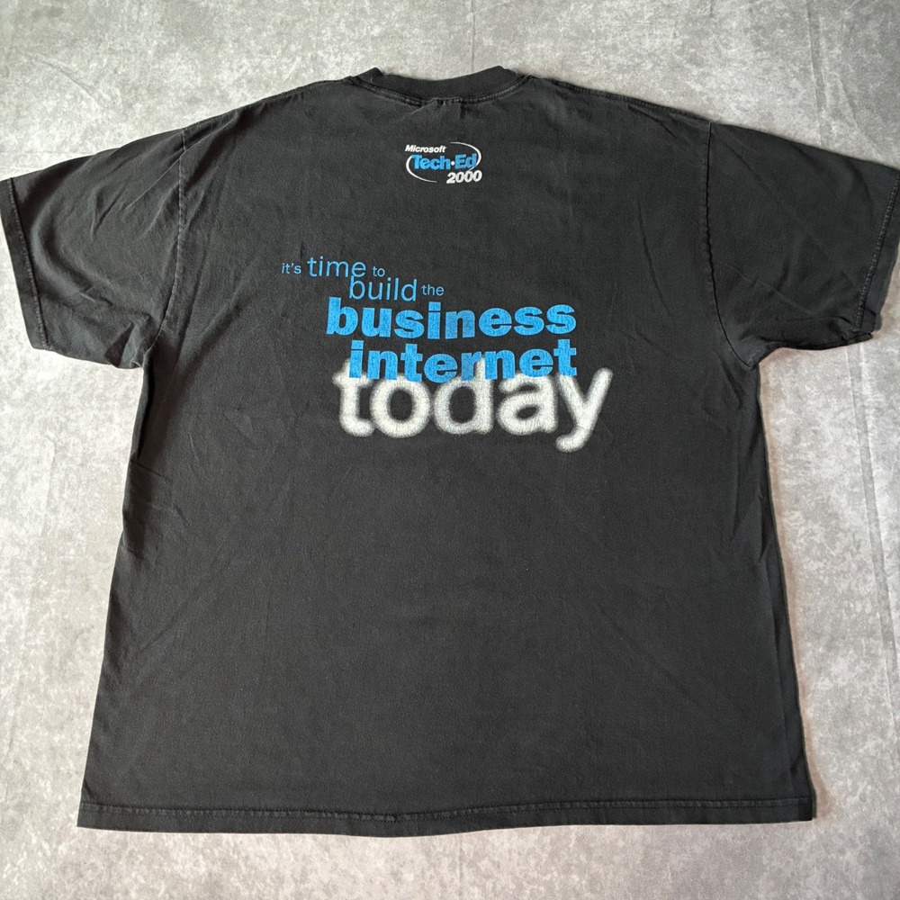 Vintage Microsoft Tech-Ed 2000 Orlando Florida T-Shirt XL Black Y2K Computer Tee